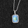 Hip-Hop Square Copper Inlay Zircon Pendant Necklace