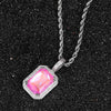 Hip-Hop Square Copper Inlay Zircon Pendant Necklace