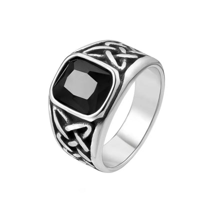 Hip-Hop Square Titanium Steel Men'S Rings