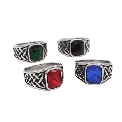 Hip-Hop Square Titanium Steel Men'S Rings