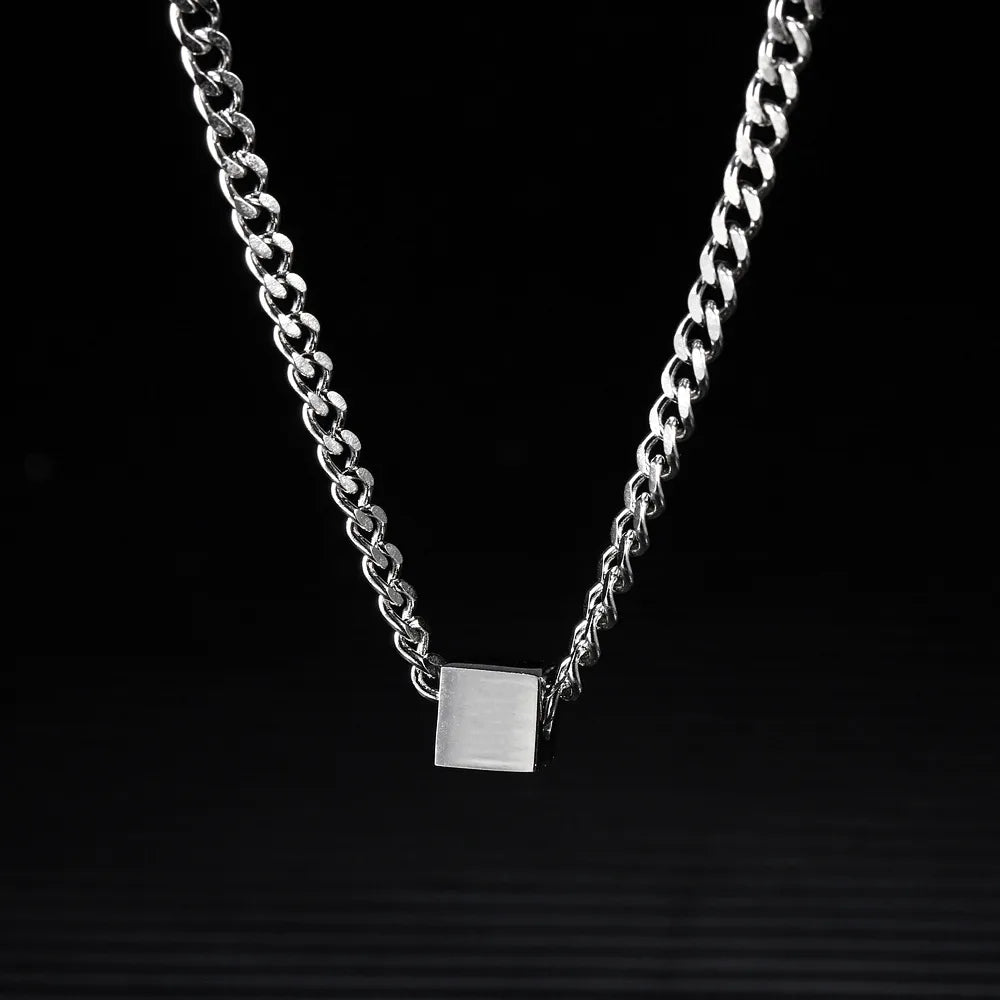 Hip-Hop Square 304 Stainless Steel Polishing 18K Gold Plated Unisex Pendant Necklace