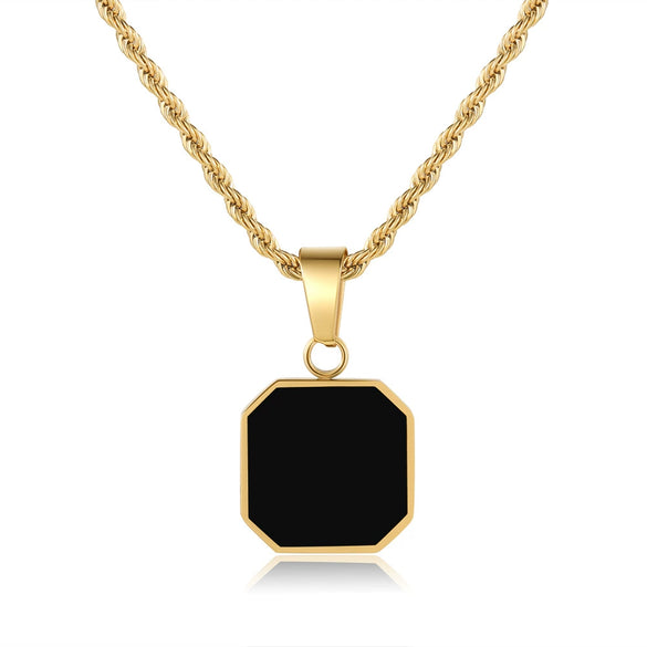 Hip Hop Stainless Steel Alloy Square Pendant Men's Cross Chain Necklace With Animal Zodiac Pattern And Electroplating Treatment