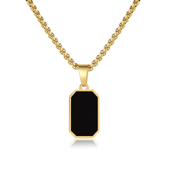 Hip Hop Stainless Steel Alloy Square Pendant Men's Cross Chain Necklace With Animal Zodiac Pattern And Electroplating Treatment