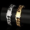 Hip Hop Stainless Steel Geometric Cuban Bracelet With Spring Buckle And Round Grinding Electroplating For Unisex