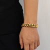 Hip Hop Stainless Steel Geometric Cuban Bracelet With Spring Buckle And Round Grinding Electroplating For Unisex