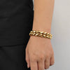 Hip Hop Stainless Steel Geometric Cuban Bracelet With Spring Buckle And Round Grinding Electroplating For Unisex