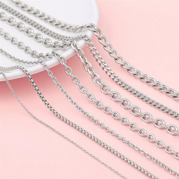 Hip Hop Stainless Steel Y2k Ancient Silver Diy Handmade Jewelry Chain Bracelet Necklace Accessories