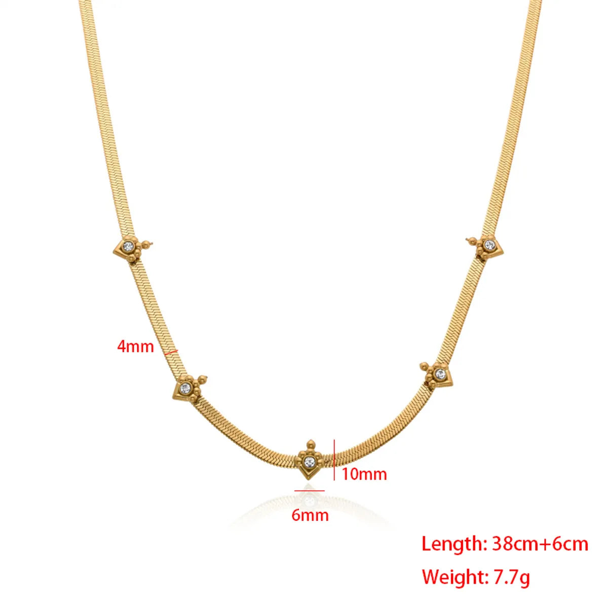 Hip-hop Star Heart Shape Stainless Steel Plating Inlay Zircon Gold Plated Necklace