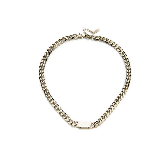 Hip Hop Street Heavy Industry Thick Regular Chain Titanium Steel Necklace With Geometric Pattern And Electroplating Cold Exaggerated Gold Clavicle Chain For Unisex All Match