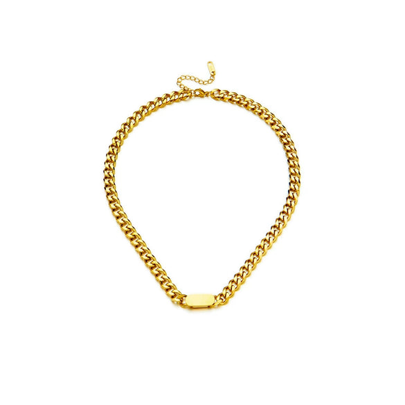 Hip Hop Street Heavy Industry Thick Regular Chain Titanium Steel Necklace With Geometric Pattern And Electroplating Cold Exaggerated Gold Clavicle Chain For Unisex All Match