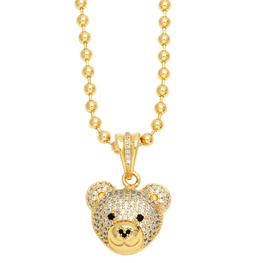 Hip-Hop Streetwear Bear Copper 18k Gold Plated Zircon Pendant Necklace In Bulk