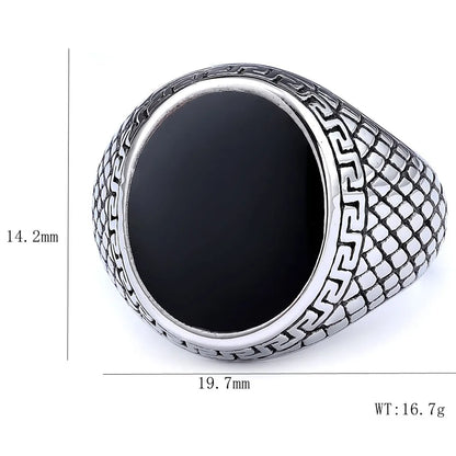 Hip-Hop Streetwear Color Block 304 Stainless Steel Carving Men'S Rings