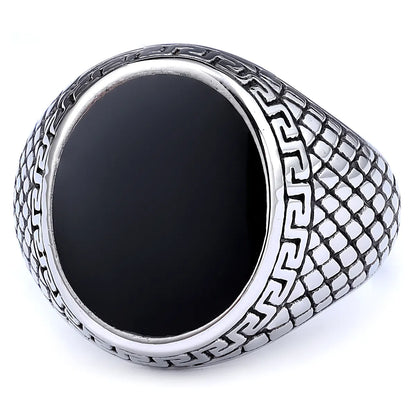 Hip-Hop Streetwear Color Block 304 Stainless Steel Carving Men'S Rings