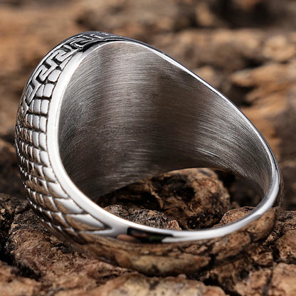 Hip-Hop Streetwear Color Block 304 Stainless Steel Carving Men'S Rings