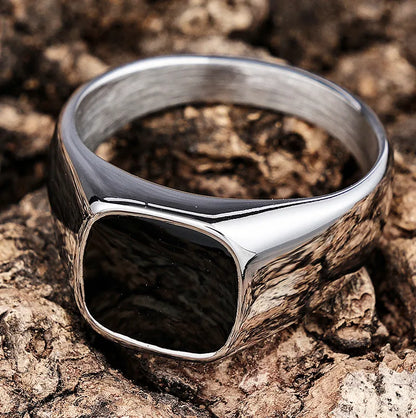 Hip-Hop Streetwear Color Block 304 Stainless Steel Carving Men'S Rings