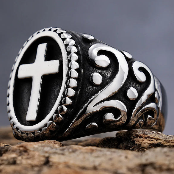 Hip-Hop Streetwear Color Block 304 Stainless Steel Carving Men'S Rings