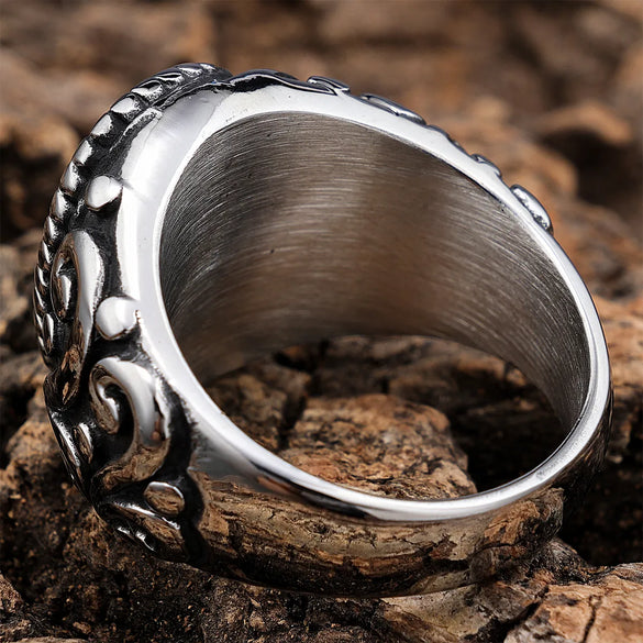 Hip-Hop Streetwear Color Block 304 Stainless Steel Carving Men'S Rings