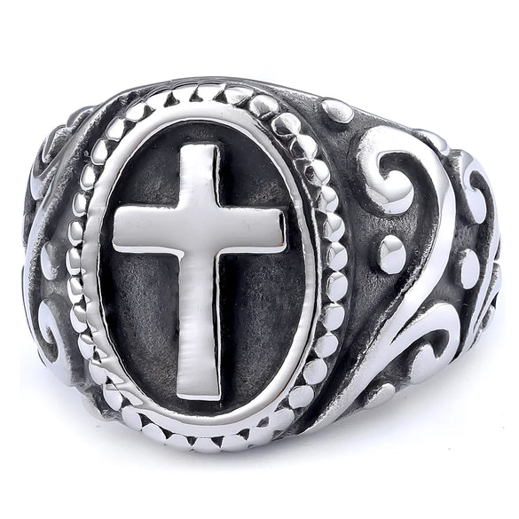 Hip-Hop Streetwear Color Block 304 Stainless Steel Carving Men'S Rings