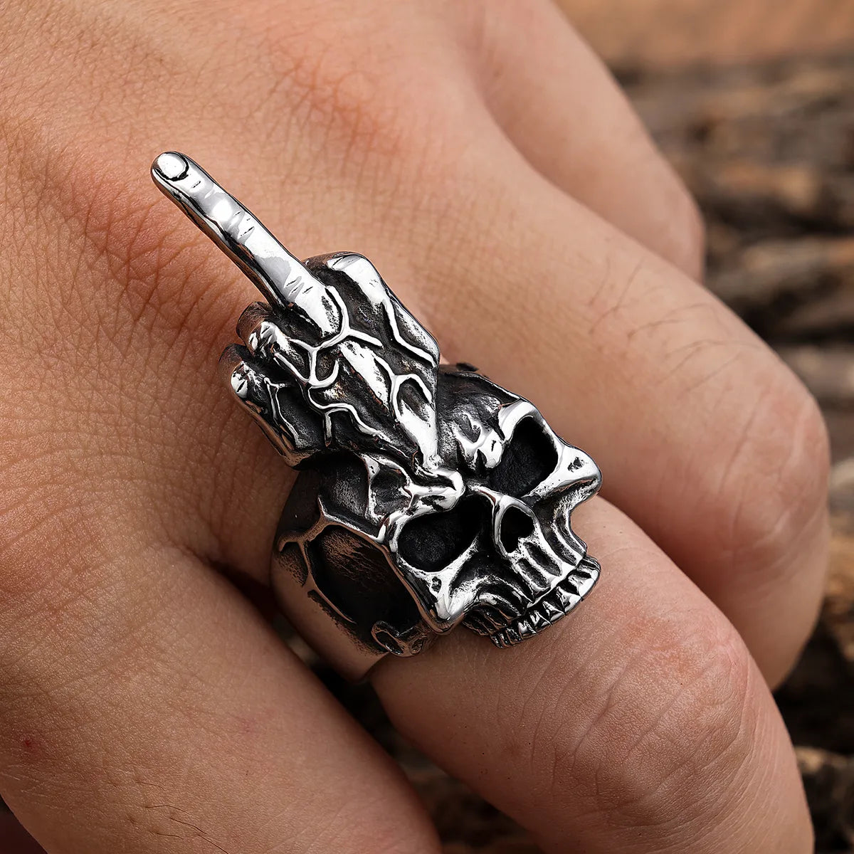 Hip-Hop Streetwear Color Block 304 Stainless Steel Carving Men'S Rings