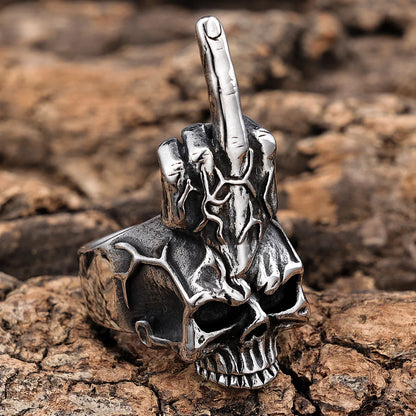 Hip-Hop Streetwear Color Block 304 Stainless Steel Carving Men'S Rings