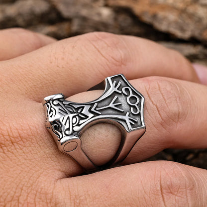 Hip-Hop Streetwear Color Block 304 Stainless Steel Carving Men'S Rings