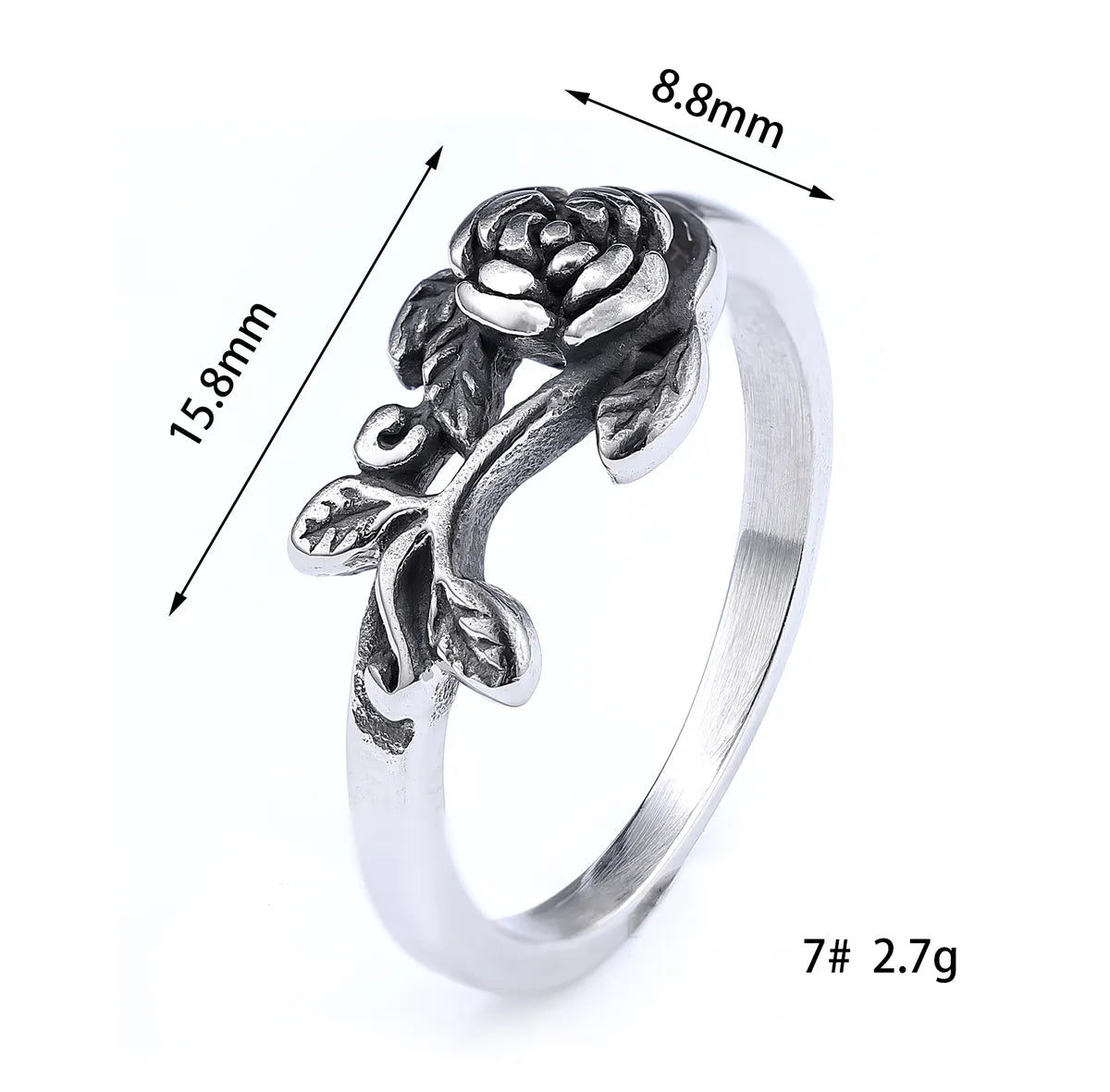 Hip-Hop Streetwear Color Block 304 Stainless Steel Carving Men'S Rings