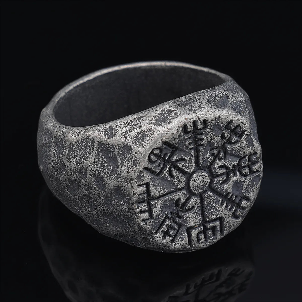 Hip-Hop Streetwear Compass 304 Stainless Steel Carving Men'S Rings