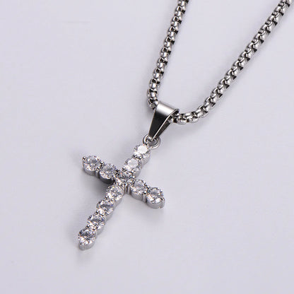 Hip-Hop Streetwear Cross 304 Stainless Steel Plating Inlay Zircon Unisex