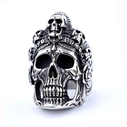 Hip-Hop Streetwear Geometric Skull 304 Stainless Steel Men'S Rings