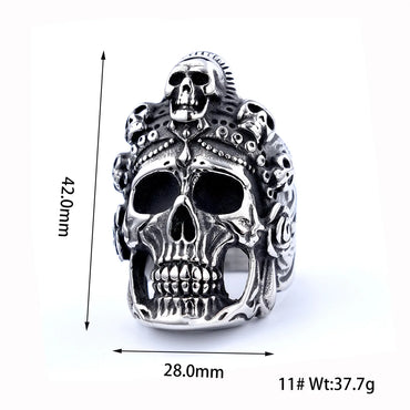 Hip-Hop Streetwear Geometric Skull 304 Stainless Steel Men'S Rings