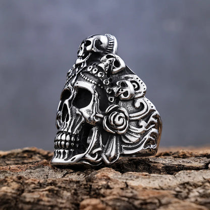 Hip-Hop Streetwear Geometric Skull 304 Stainless Steel Men'S Rings