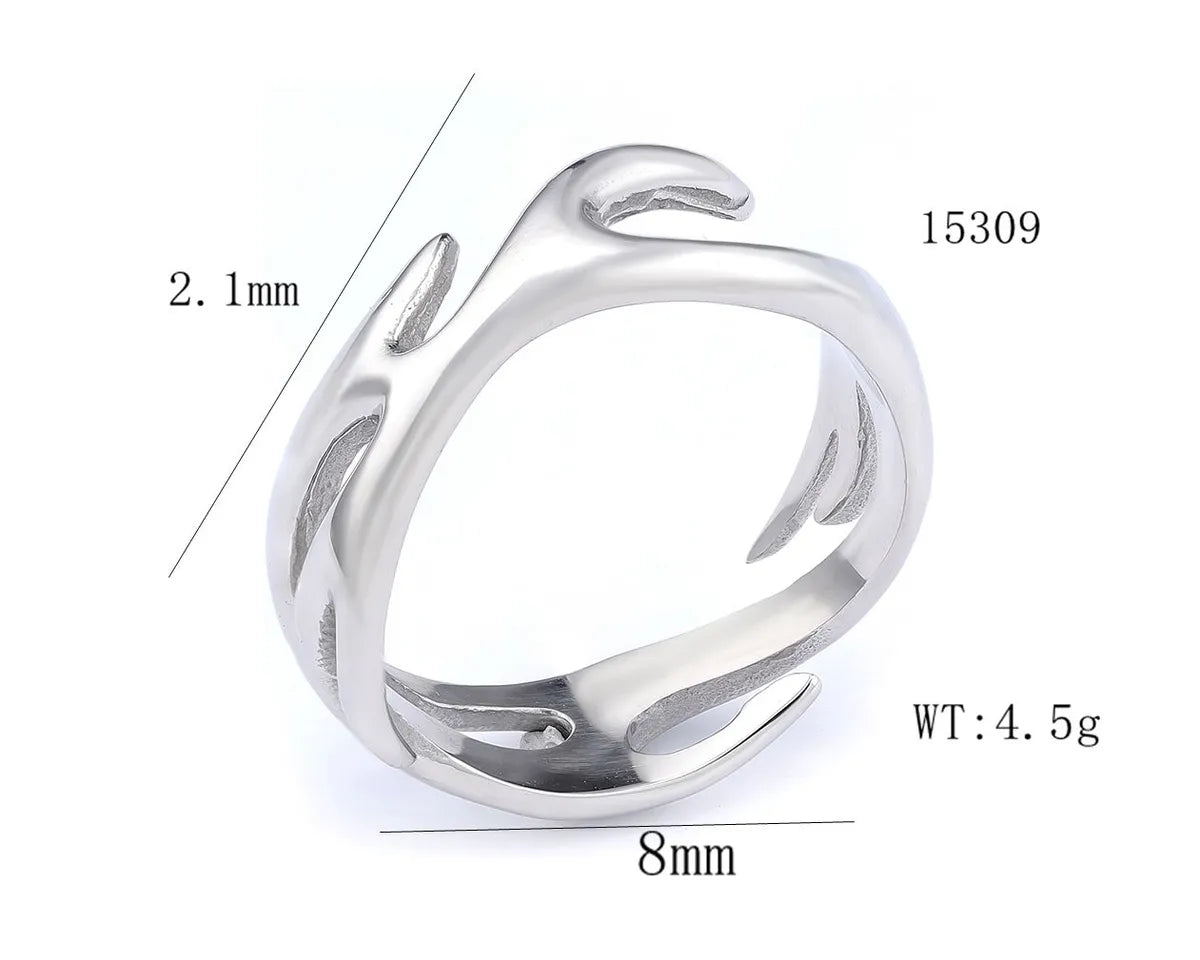 Hip-Hop Streetwear Geometric Solid Color 304 Stainless Steel Men'S Rings