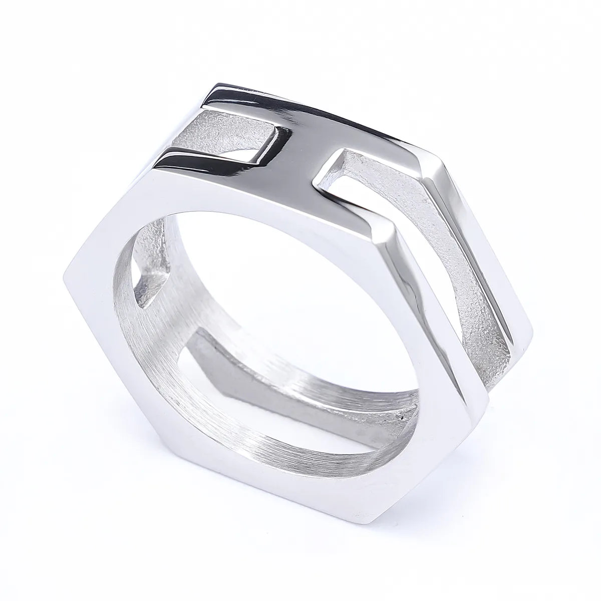 Hip-Hop Streetwear Geometric Solid Color 304 Stainless Steel Men'S Rings