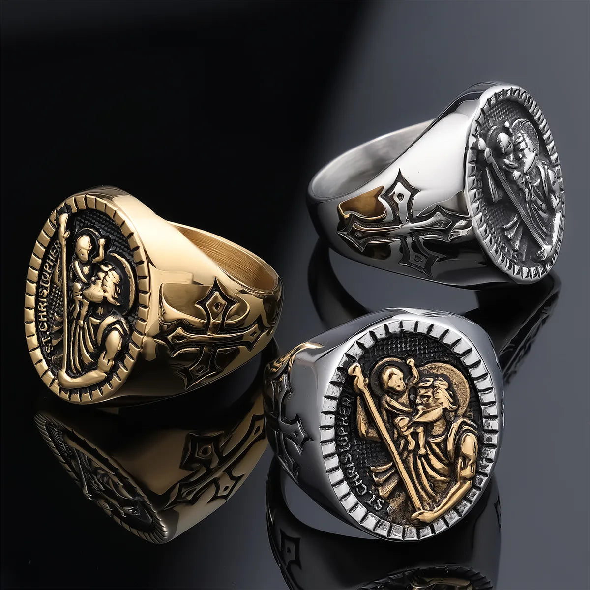 Hip-Hop Streetwear Human 304 Stainless Steel Men'S Rings