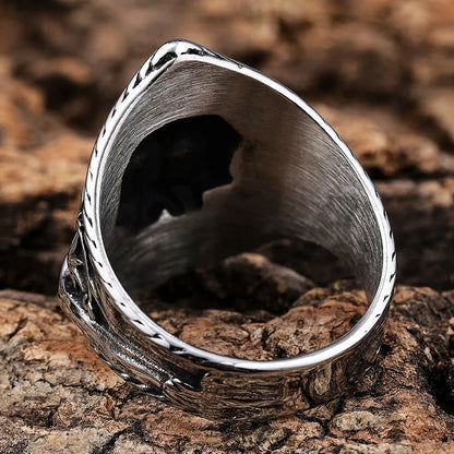 Hip-Hop Streetwear Human Geometric 304 Stainless Steel Carving Men'S Rings