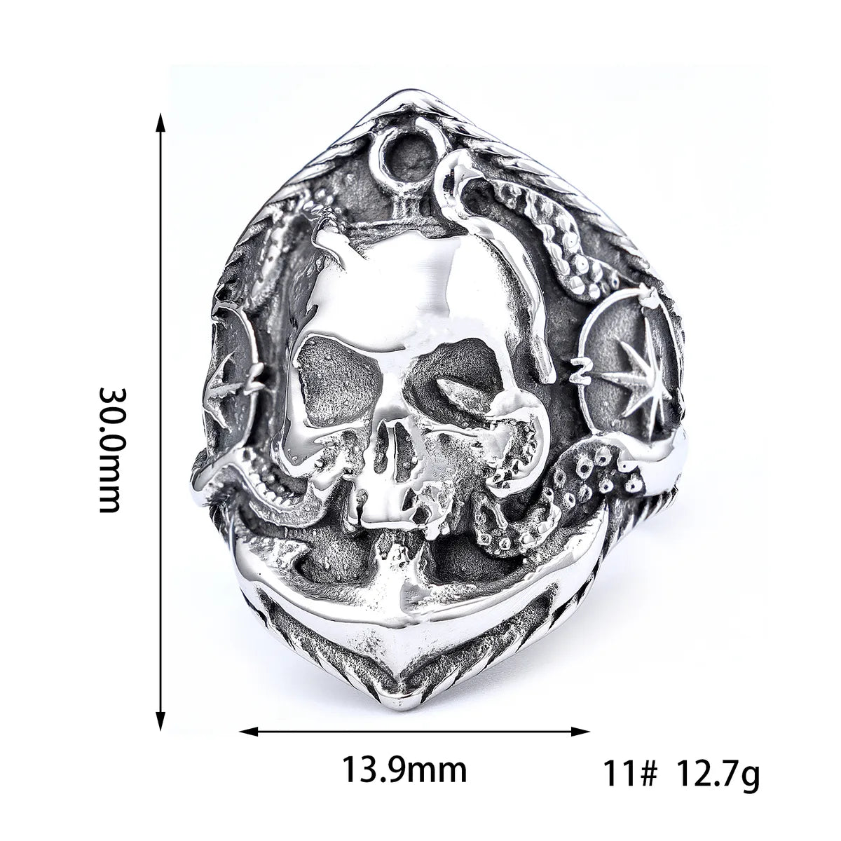 Hip-Hop Streetwear Human Geometric 304 Stainless Steel Carving Men'S Rings