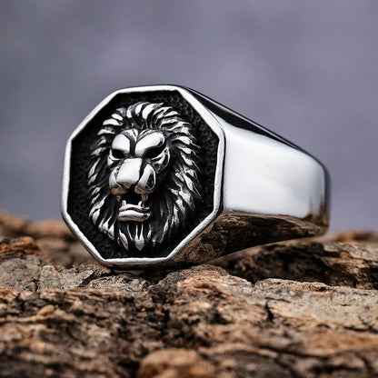 Hip-Hop Streetwear Lion Solid Color 304 Stainless Steel Men'S Rings