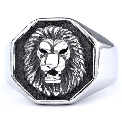 Hip-Hop Streetwear Lion Solid Color 304 Stainless Steel Men'S Rings