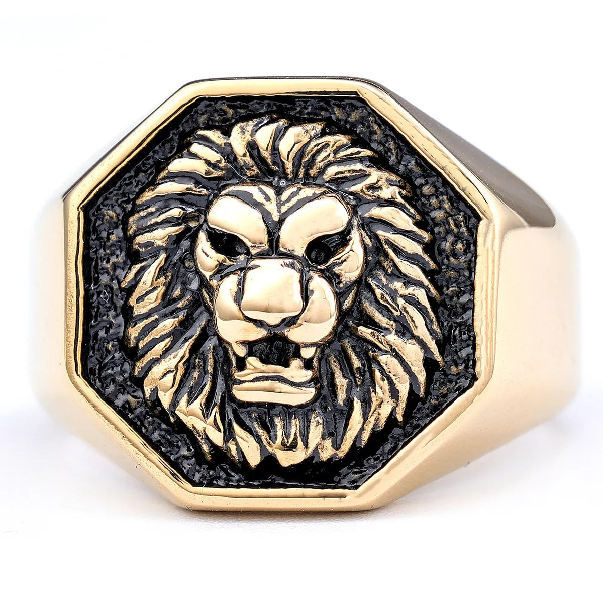 Hip-Hop Streetwear Lion Solid Color 304 Stainless Steel Men'S Rings