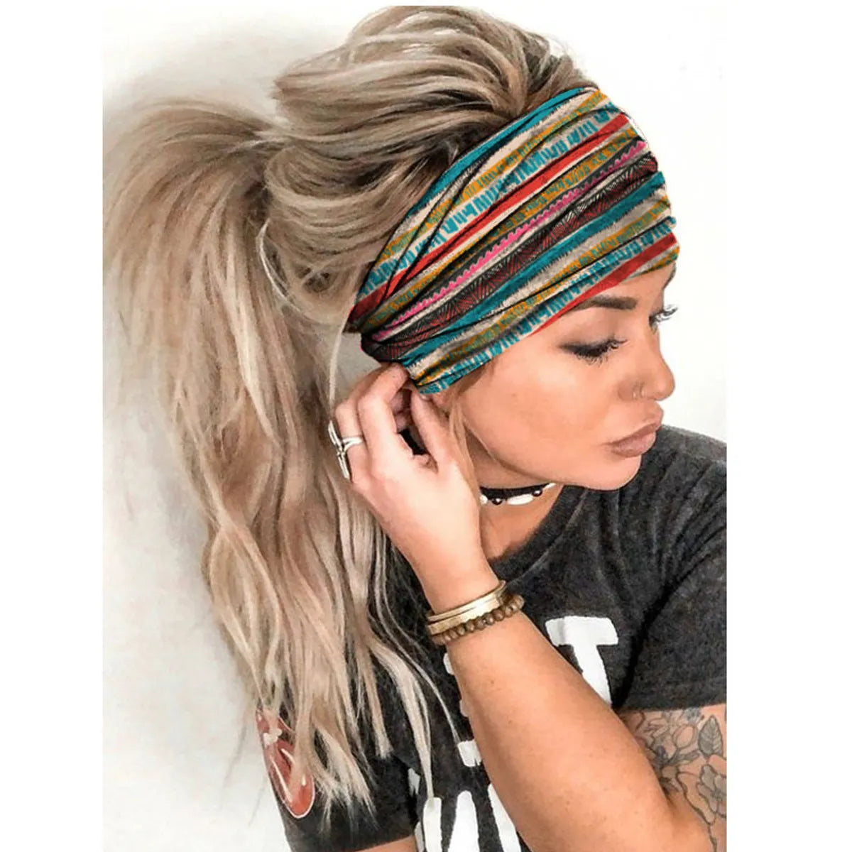 Hip-Hop Streetwear Plaid Polyester Hair Band