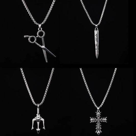 Hip-Hop Streetwear Scissors Cross Alloy Enamel Men'S Pendant Necklace