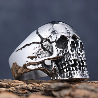 Hip-Hop Streetwear Skull 304 Stainless Steel Carving Men'S Rings