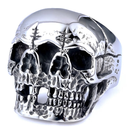 Hip-Hop Streetwear Skull 304 Stainless Steel Carving Men'S Rings