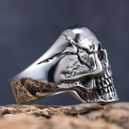 Hip-Hop Streetwear Skull 304 Stainless Steel Carving Men'S Rings