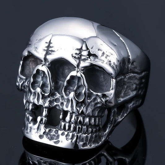 Hip-Hop Streetwear Skull 304 Stainless Steel Carving Men'S Rings