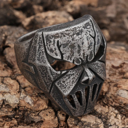 Hip-Hop Streetwear Skull 304 Stainless Steel Carving Men'S Rings