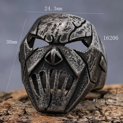 Hip-Hop Streetwear Skull 304 Stainless Steel Carving Men'S Rings