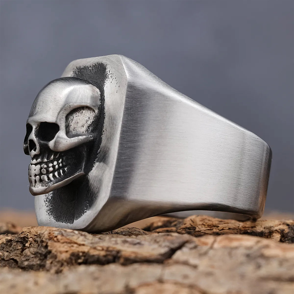 Hip-Hop Streetwear Skull 304 Stainless Steel Carving Men'S Rings