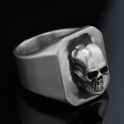 Hip-Hop Streetwear Skull 304 Stainless Steel Carving Men'S Rings