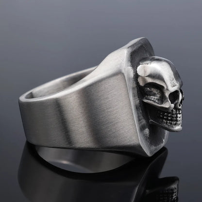 Hip-Hop Streetwear Skull 304 Stainless Steel Carving Men'S Rings